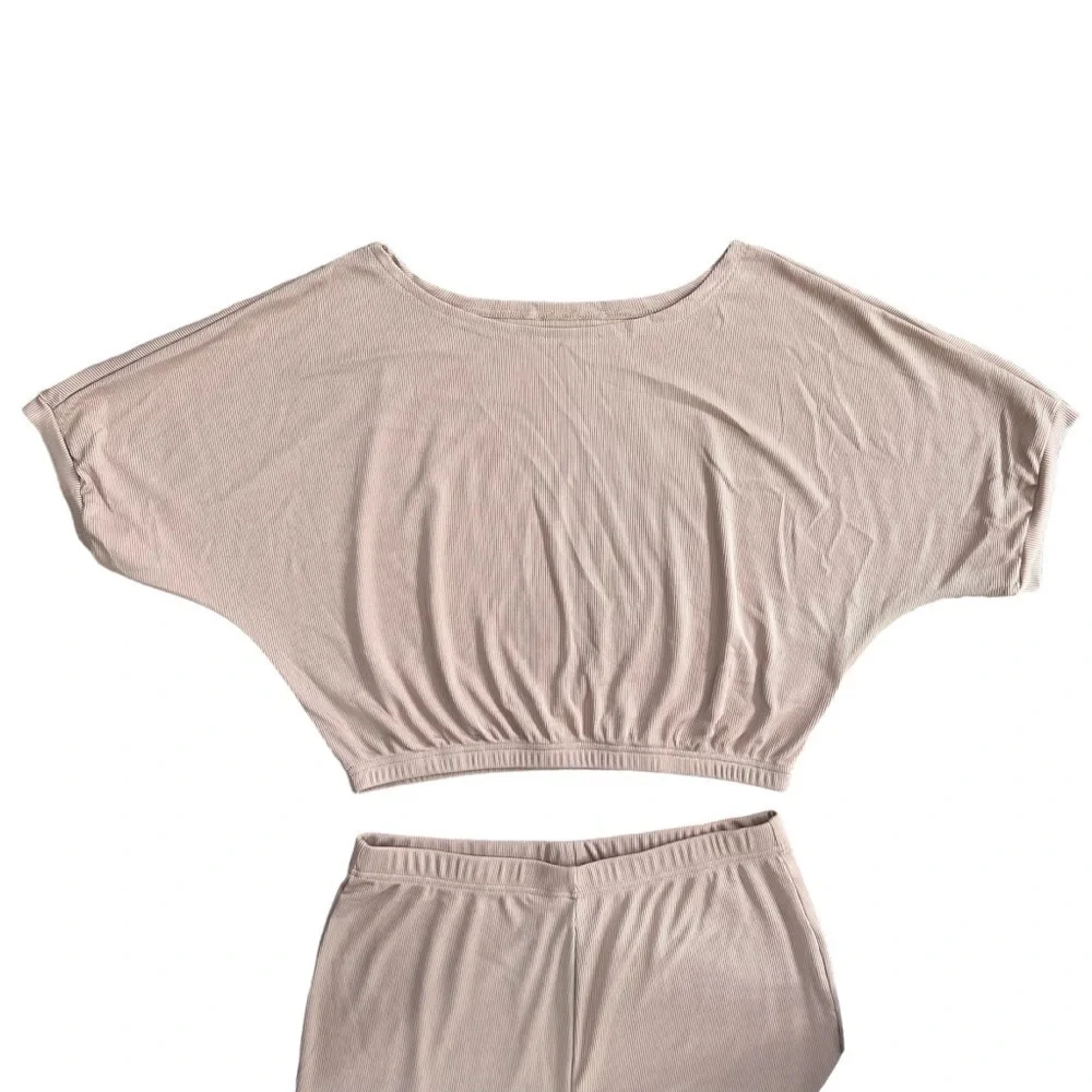 NWT 2 Piece Khaki Comfy Casual Outfit, Pants and Shirt - Picture 4 of 10